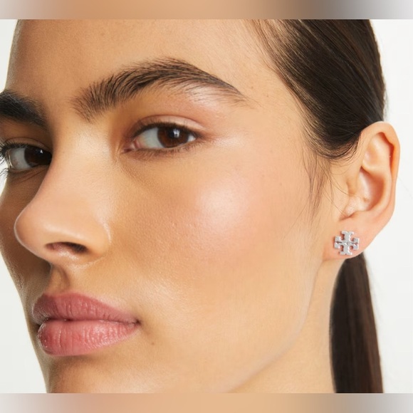 Tory Burch Kors Silver Stud Earrings - Picture 3 of 6